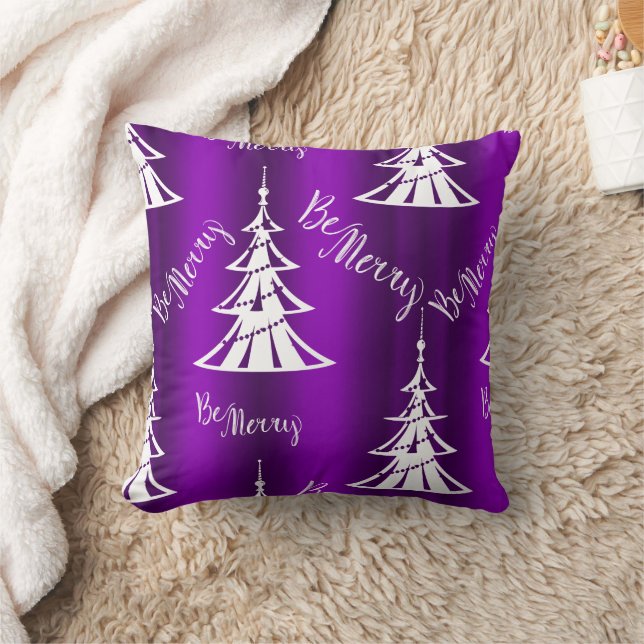 Be Merry Purple Christmas Cushion (Blanket)