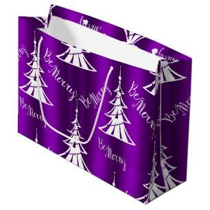 Be Merry Purple Christmas Large Gift Bag