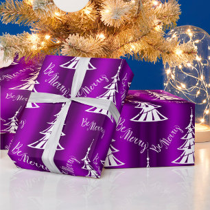 Be Merry Purple Christmas Wrapping Paper