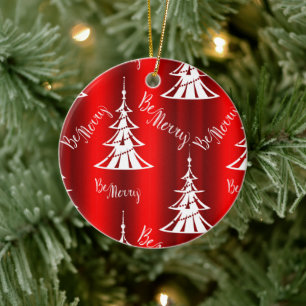 Be Merry Red Christmas Ceramic Ornament