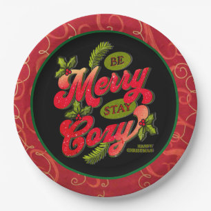 Be Merry Stay Cosy Christmas  Paper Plate