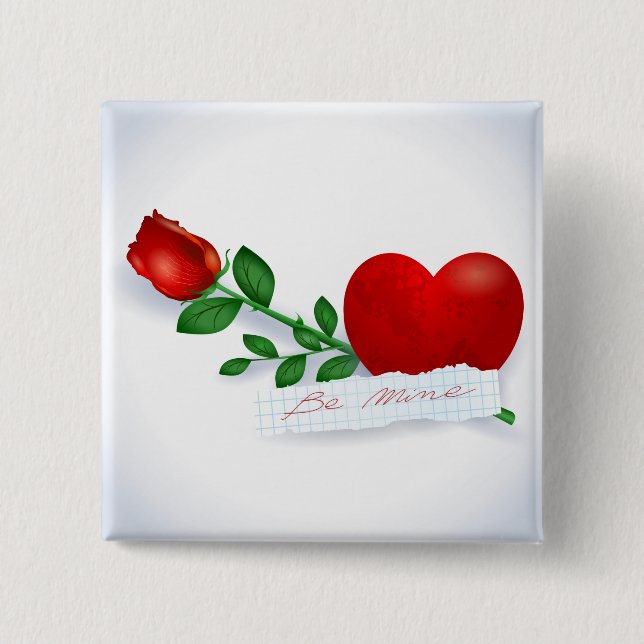 Be mine 15 cm square badge (Front)