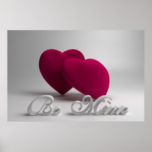 Be Mine 3D Hearts Valentine Poster
