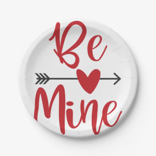 Be Mine Arrow Through Heart Valentine's Day Paper Plate