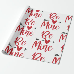 Be Mine Arrow Through Heart Valentine's Day Wrapping Paper