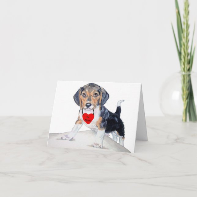 Be MIne Bagel the Beagle Notecard (Front)