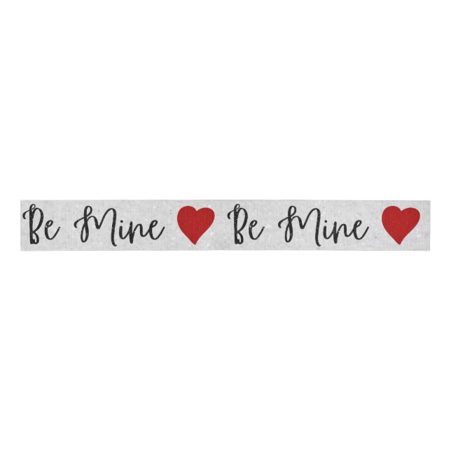 Be Mine Black Glitter Valentine's Grosgrain Ribbon (Front)