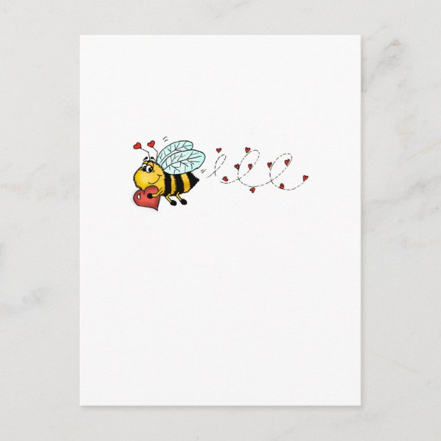 Be mine - Cute Bee holding a heart Postcard (Front)