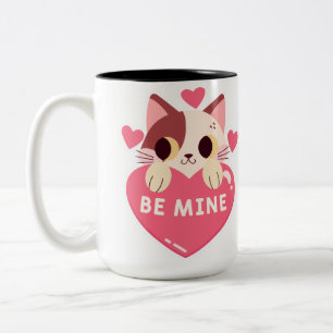 Be Mine Cute kitty  Two-Tone Coffee Mug