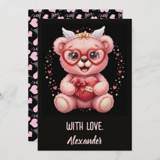 Be Mine! Cute Pink Teddy Bear Sweetheart  Card