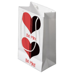 Be Mine Duo-Tone Red Black White Heart Small Gift Bag