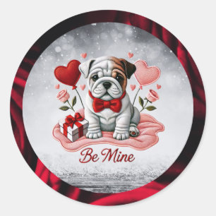 Be Mine English Bulldog Valentine Stickers