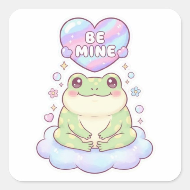 Be Mine Frog Sticker Cute Frog Holding Heart Roman (Front)