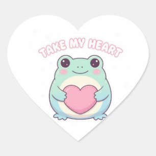 be mine frog, valentine frog, romantic frog, cute  heart sticker