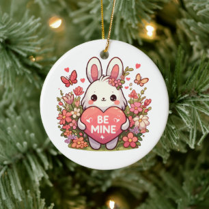 be mine ,funny rabbit valentine love ceramic ornament