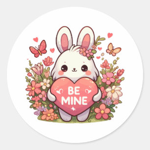 be mine ,funny rabbit valentine love classic round sticker