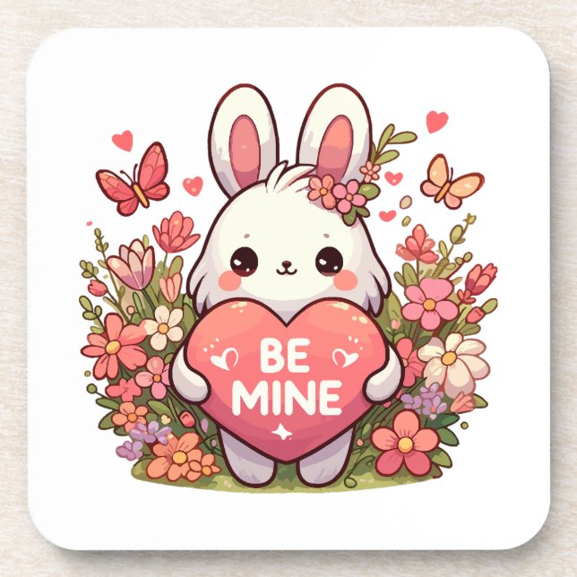 be mine ,funny rabbit valentine love coaster (Front)