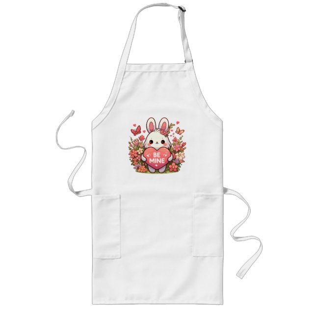 be mine ,funny rabbit valentine love long apron (Front)