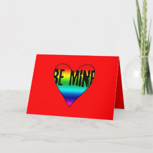 Be Mine Gay Rainbow Love Valentine greeting Holiday Card