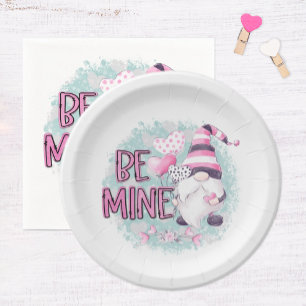 Be Mine Gnome Valentine's Day Paper Plate