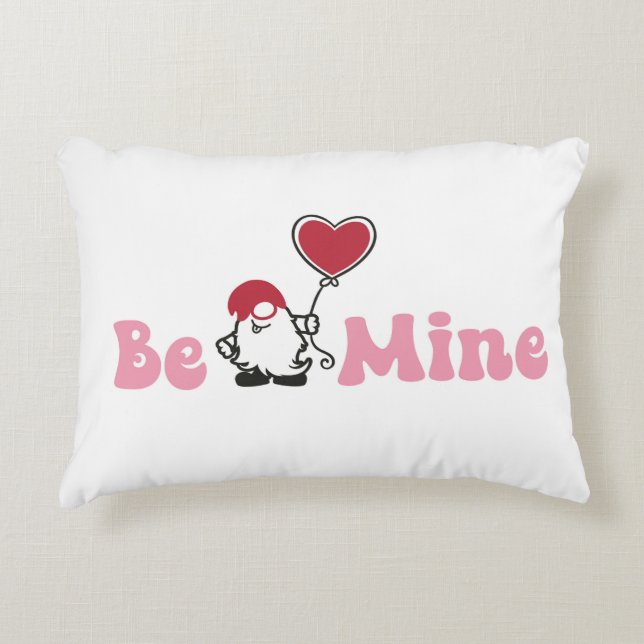 Be Mine Gnome with Heart Balloon  Decorative Cushion (Front)