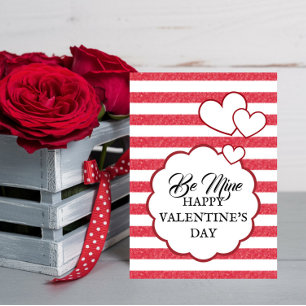 Be Mine Happy Valentine's Day Heart Chalk Stripes Holiday Card