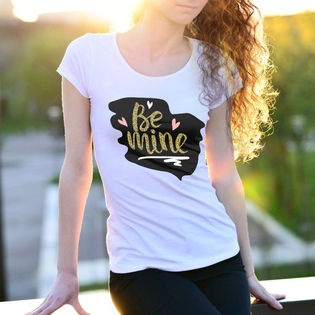 Be Mine | Happy Valentine's Day Modern Cute T-Shirt (Creator Uploaded)