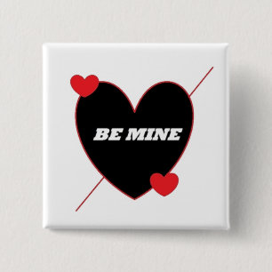 "BE MINE" HEART 15 CM SQUARE BADGE