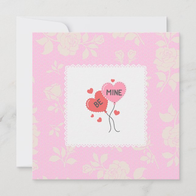 Be Mine Heart Balloons Valentine's Day Card (Front)