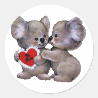 Be Mine Koalas Classic Round Sticker
