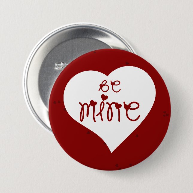 Be Mine Love Hearts Valentine's Day Button (Front & Back)