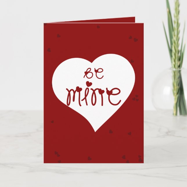 Be Mine Love Hearts Valentine's Day Folded Holiday Card (Front)
