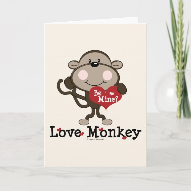 Be Mine Love Monkey Valentine Blank Greeting Card (Front)