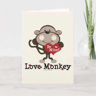 Be Mine Love Monkey Valentine Blank Greeting Card