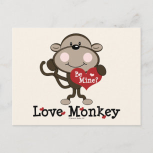 Be Mine Love Monkey Valentine's Day Postcard