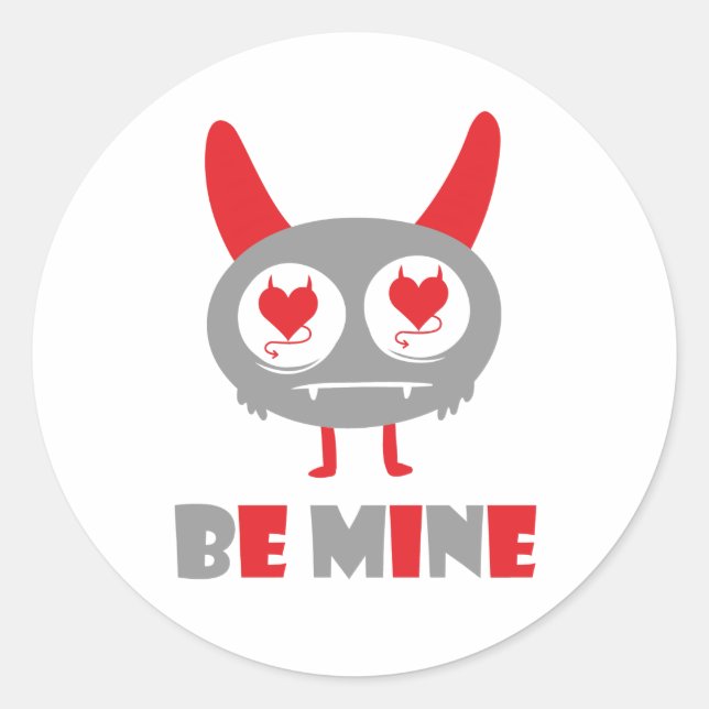 Be mine lover monster classic round sticker (Front)