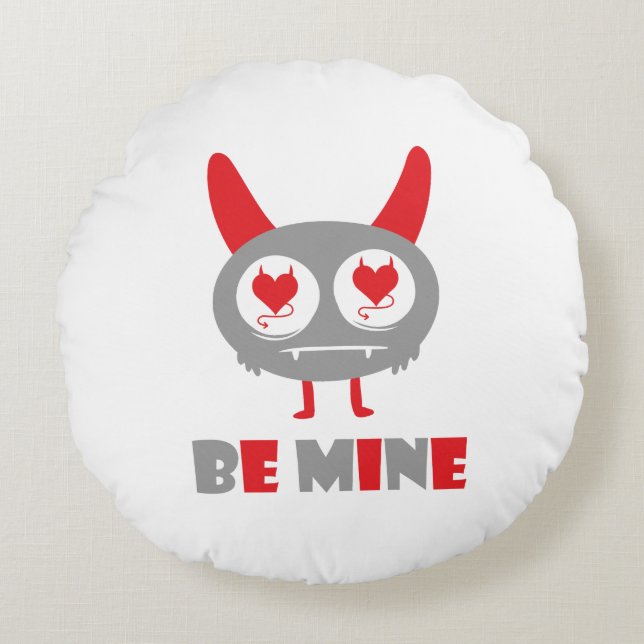Be mine lover monster round cushion (Front)