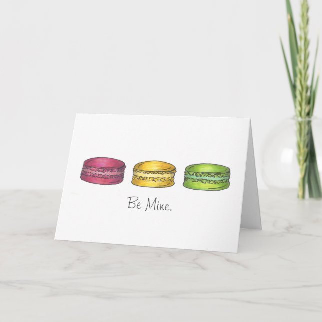 Be Mine Macaron Cookies Valentine's Day Love Card (Front)