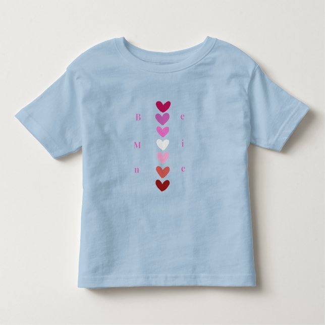 Be Mine Minimal Heart Stack Valentine T-Shirt (Front)