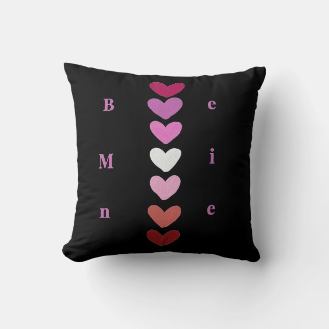 Be Mine Minimal Heart Stack Valentine T-Shirt Cushion (Front)