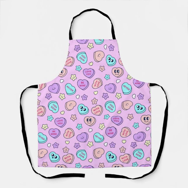 Be Mine Pastel Heart and Star Lavender Apron (Front)