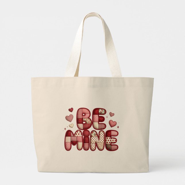 Be Mine Patchwork Valentine Tote Bag | Quilted Hea (Back)