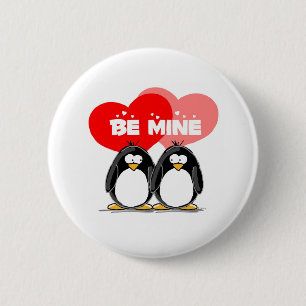 Be Mine Penguins 6 Cm Round Badge