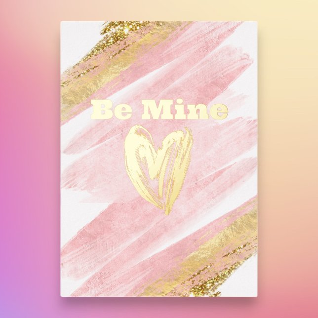 Be Mine Pink Faux Glitter Foil Holiday Card (Let your Valentine know that they are special.)