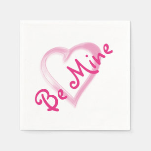 Be Mine Pink Heart Paper Napkins