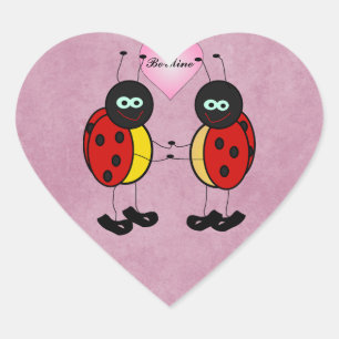 Be Mine Pink Teen Ladybug Valentine's Day Heart Sticker