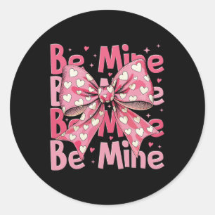 Be Mine Pink Valentine Coquette Heart Xoxo Couples Classic Round Sticker