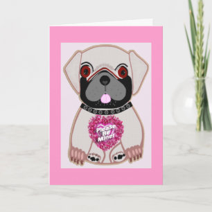 Be Mine Pug! Holiday Card