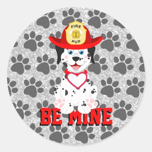 Be Mine Puppy Valentine Classic Round Stickers (Front)