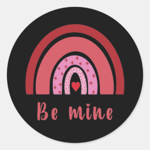 Be Mine Rainbow Heart Valentine's Day I Love You Classic Round Sticker